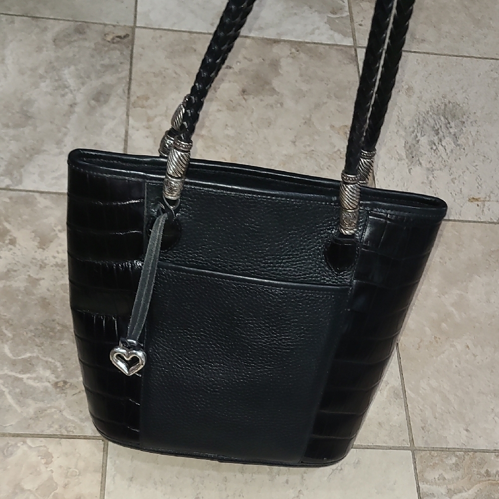 Brighton Black Croc-Patterned Shoulder Bag - Picture 4 of 7